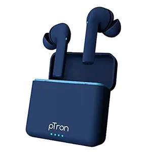 pTron Bassbuds Vista in-Ear True Wireless Bluetooth 5.1 Headphones with Deep Bass, IPX4 Water/Sweat Resistant, Passive Noise Cancelation, Voice Assistance & Earbuds with Built-in HD Mic (Blue)