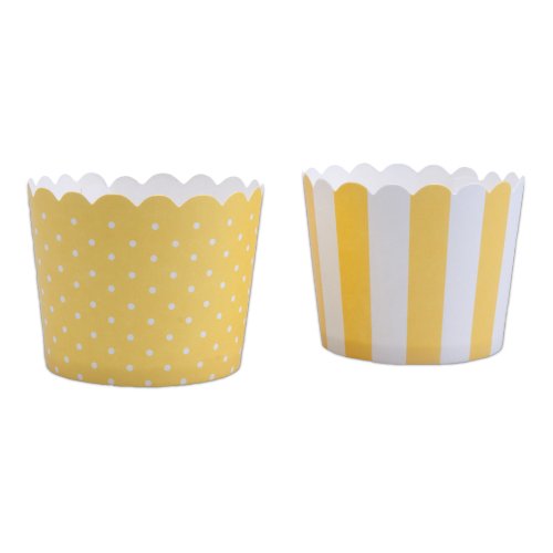 Cupcake Cups , 12 Cupcake Backformen Papier ,5 cm, Gelb-Weiss
