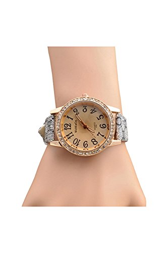 Armbanduhr - womage Damenuhr Quarz Uhr Diamanten Zifferblatt Armbanduhr Armschmuck Grau