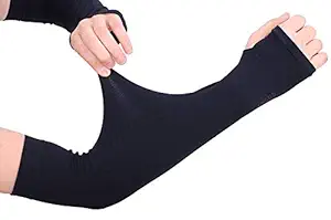 PinKit Korea Ice Silk Let's Slim Cooling UV Protection Arm Sleeves (New) - Black (Single Pair)