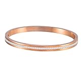 DEQIAODE Titan Stahl Armband Rose Gold überzogen in Strass Armreif Armband für Frauen Mädchen