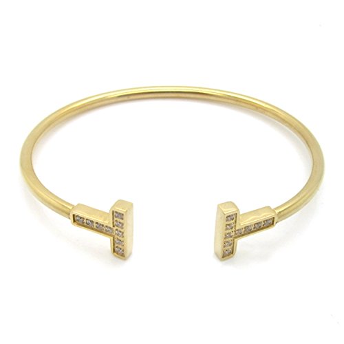 Preisvergleich Produktbild Foxnovo Frauen Girls Crystal Diamante verstellbare Armband Armreif (Golden)