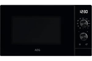 AEG MFB252DB Freistehende Mikrowelle mit Grillfunktion - 25L,900W,7 Leistungsstufen,Invertertechnologie,Auftau-Funktion,LED-Beleuchtung,Edelstahl-Innenraum,SteamPot,Schwarz