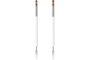 ZEOHBETY Nail Brushes, 2Pcs Nail Art Brushes, Dual-Ended Polygel Brush & Picker tool, Magic Extender Gel Tool for UV/LED Nail Art, Acrylic Nails Extension, Extensions Builder, White