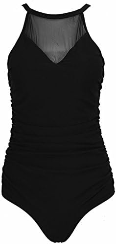 UMilk Women's One Piece High Neck V Neck Mesh Monokini Swimwear