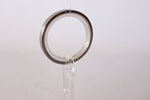 10 Gardinenringe mit Faltenlegehaken und Gleiteinlage Flachring edelstahl-optik - 5