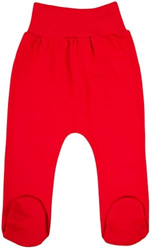 TLLC Footed Baby Girls Boys Leggings Trousers With Feet 100% Cotton (Red, 56cm (0-2 Months))