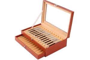 MAESTRORELOJERO MR Maestro Relojero - Vetrinetta da collezionismo per 24 Penne stilografiche (Arancione)