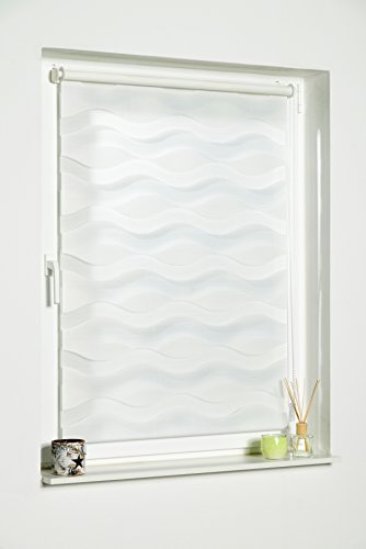 K-home Klemmfix Doppelrollo „Welle“ ohne Bohren – Weiß 70 cm x 200 cm (B x L) - 2
