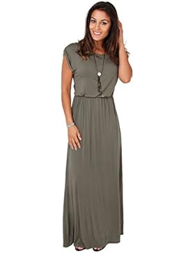 KRISP® Damen Bodenlanges Kleid Jersey Tailliertes Maxikleid Große Größen 36 - 48