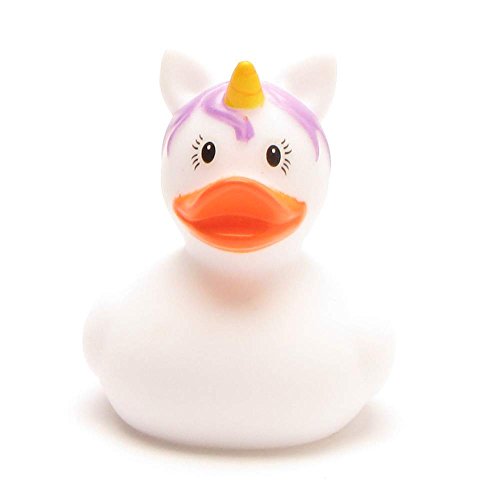 Mini-Quietscheente Einhorn weiss | DUCKSHOP | Badeente | L: 4,5 cm - 3