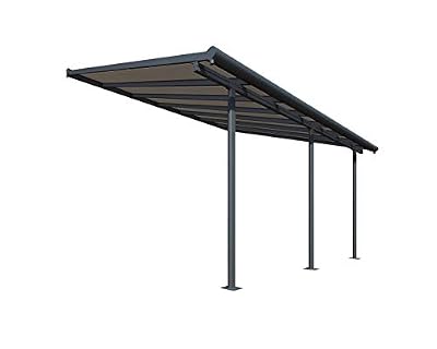 Palram Capri Pergola Adossée Aluminium Et Polycarbonate 3x4, pour Couvrir Une Terrasse Toute L'année - Garantie 7 Ans (12.5m², Gris Bronze)
