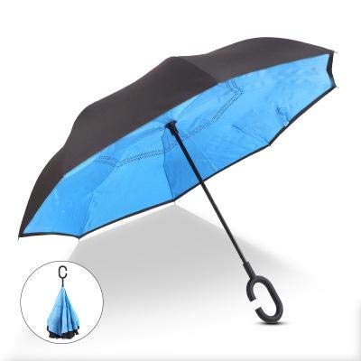 Preisvergleich Produktbild Reverse Umbrella Windproof - Folding Reverse Umbrella Double Layer Inverted Windproof Rain Car Umbrellas - Parasol Inside Windproof Layer Dual Rain Fold Reverse Umbrella Automatic Compact Woman W
