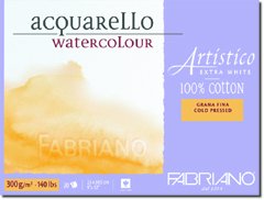 Fabriano Aquarellpapier “ Artistico „, Block 4 seitig geleimt, extra weiß, Feinkorn, 300g/m² – 35,5 x 51cm -15 Blatt - 2