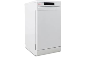 EVVO Lave-vaisselle 45 cm D1 Slim, 9 couverts, 5 programmes, plateau réglable, panneau caché (Slim - 45 cm, blanc)