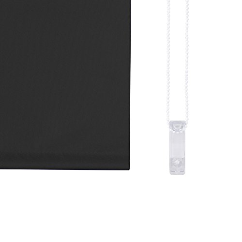 OBdeco Verdunkelungsrollo 90×160cm Schwarz Thermorollo Silberbeschichtung Klemmfix ohne Bohren - 7