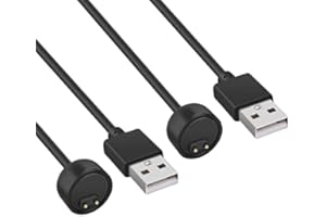 AXFEE 2 Stück Magnetisches Ladegerät Kompatibel mit Xiaomi Mi Band 7/6/5/Amazfit Band 5, USB Ladekabel Kabel, Fitness Tracker Zubehör, Tragbare Magnetische Ladestation Ladekabel 1,64ft 50cm - Schwarz