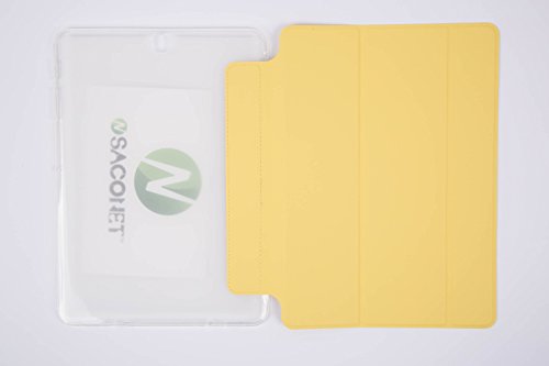 Samsung Galaxy Tab S2 9.7 TASCHE Hülle HINTEN RÜCKSEITE TRANSPARENT Case Etui für Wi-Fi SM-T810 LTE SM-T815 Smart Cover mit Auto Sleep Wake up / Standfunktion + Capacitive Stylus + Displayschutzfolie – GELB - 7