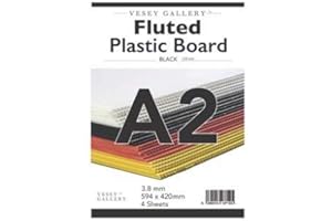 Vesey Gallery® Black Fluted Correx Board Pack of 4 Sheets. from A4 to A1 Size (A2 (594x420mm))