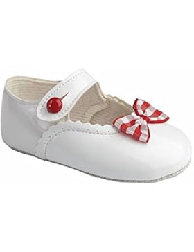 Erste Kinderwagen-Schuhe, für Babys, Mädchen, mit Gingham-Schleife, Druckknopfverschluss