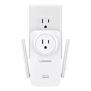Linksys AC1200 Amplify Dual Band High-Power Wi-Fi Range Extender with Intelligent Spot Finder Technology and AC Pass Thru (RE6700)