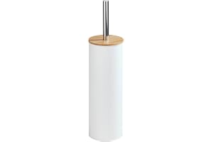 WENKO WC-uppsättning mod. Tortona, sluten toalettborste av stål, kombinerad med bambu, Ø 9,5 x 38,5 cm