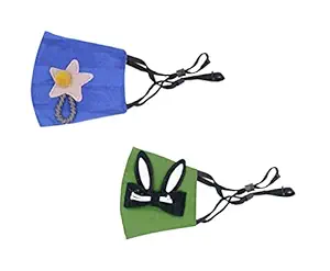 LivIndia Kids Mask Cotton Mask Adjustable | Kids Mask for Boys Kids Mask Reusable Washable Adjustable | Mask for Kids Girls Kids Mask | Mask for Kids, Boys, Girls, Children (Pack of 2 for 2 Years - 8 Years) (rabbit-star)