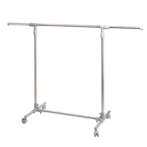 Oramics Kleiderständer ausziehbarer Teleskopgarderobe Garderobenständer mit Rollen 87-150cm Kleiderstange - 7