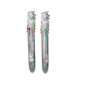 Titu Ki Baatien Unicron Retractable Ballpoint Pen, 10-Color-In-1 Retractable Ballpoint Shuttle Pens Multicolor, 0.5 mm Liquid Ink Pens Set for Office School Supplies Students Children Gift (Pack of 2)