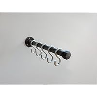 Garderobenleiste Schwarz 31cm mit 5 Haken Hakenleiste Handtuchhalter mit Wandhaken, Industrial Design