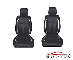 AUTOXYGEN Car leatherite seat cover (1010) Black And Silver For Tata Nexon