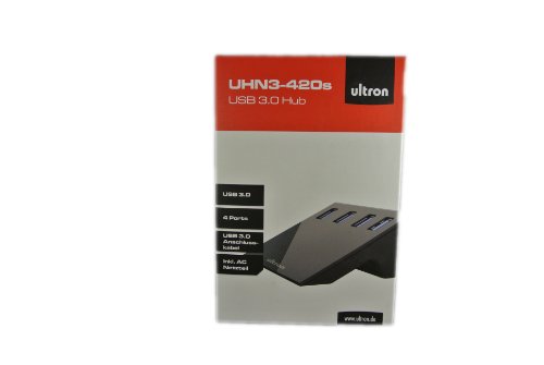 Ultron 4 Port USB3.0 Hub im kratzfestes Hartplastik ergonomische Gehäuse, mit aktiv energiesparendes 5V/4A Netzteil - 2