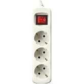 Silver Electronics - Power strip with 3 outlets with switch, white, 3 sockets, 3 meter cable, child protection, ground socket