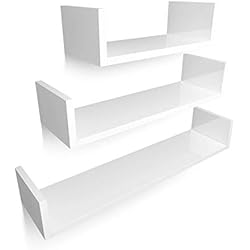 Homfa Lot de 3 Etagère Murale Meuble Etagère Etagère Suspendue Tablette Murale Etagere Bibliotheque pour Livre CD DVD