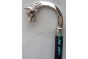 alfiya nautical store Bastone da passeggio in legno placcato argento testa di lupo stile vintage ottone