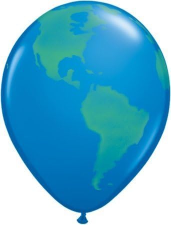 Planet Earth/Globe Qualatex 16" Latex Balloons x 50