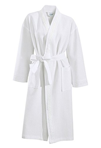 Heine Morgenmantel / Kimono Damen mit Spitzenbordüre Größe: M in Creme