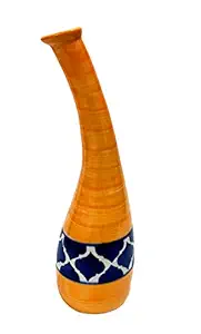 Ginni Designs Designer Bend Shape Hand Painted Ceramic Bottle Vase for Home Decor | Flower Vases for Decoration | Tabletop Showpieces