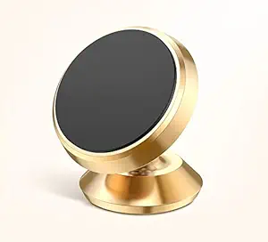 HIKER Aluminium Metal Portable 360 Degree Rotating Magnetic Mobile Holder for Car, Office, Desk, Home and Table (Gold)