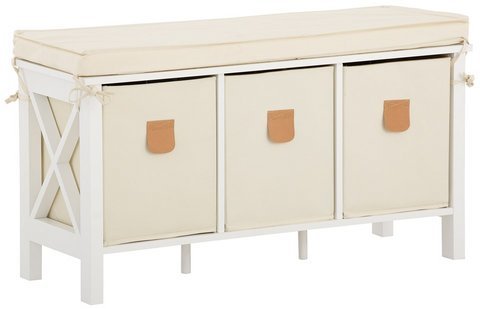 Country Sitzbank inkl Sitzkissen und 3 Canvasboxen, weiss, BxHxT 80x40x30 cm - 4