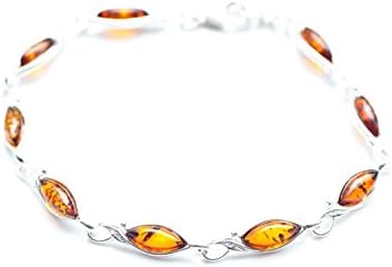 Subtle Baltic Amber & Sterling Silver Link Bracelet