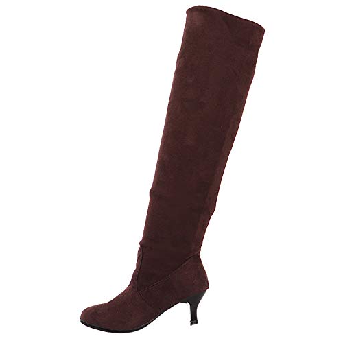 Preisvergleich Produktbild Overknee Winterstiefel Damen,Elecenty Frauen Stiefel Stiefeletten Boots Langschaftstiefel Reißverschluss Mittlere Fersen Schlauchstiefel