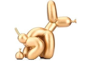‎SURUIM suruim Squat Ballon Hund Statue Harz Skulptur Home Decor Modern Schreibtisch Büro Home Dekoration Zubehör für Wohnzimmer Tierfiguren (Gold)