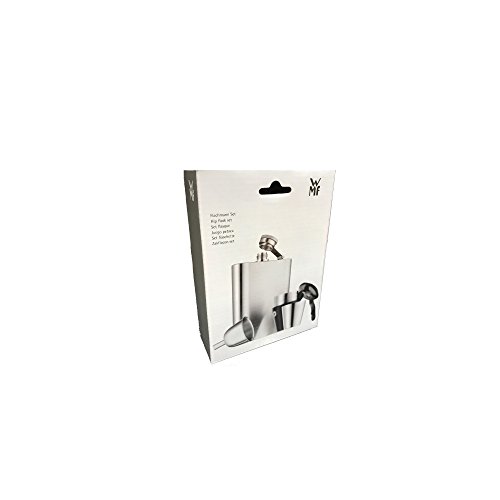 WMF Flachmann-Set Manhattan 20cl Flachmann Trichter Stamper im Lederetui Cromargan Edelstahl rostfrei - 4