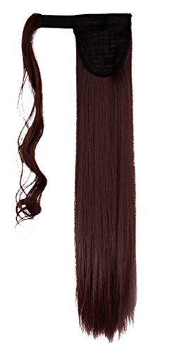23 inches Fashion Long Wrap Around Ponytail Straight Clip in Pony Tail Hair Extension Extensions Dark Auburn