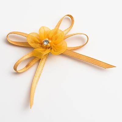 Italian OptionsSatin Self-Adhesive Diamante Centre Flower Bows 12-Piece Pack, Gold