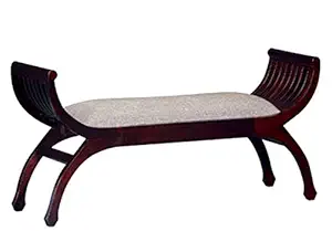 THD The Home Dekor Amira Lotus Solid Sheesham Upholstered Bench Living Room Bedroom Lounge, 2 Seater