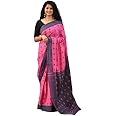 Jalther Handicrafts Women's Ikat Hand Block Print Jaipuri Cotton Mulmul Saree with Blouse Piece