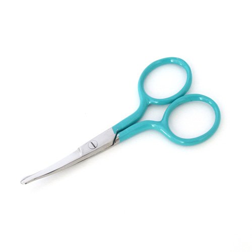 Baby scissors - 9 cm - aquamarine handle - curved blade - blunt tip