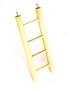 KSK 4 Step Wooden Bird Ladder Parrot Toys - Wood Birds Wooden Ladders Climbing The Ladder Bird Cage Parrot Toys Swing Platform.